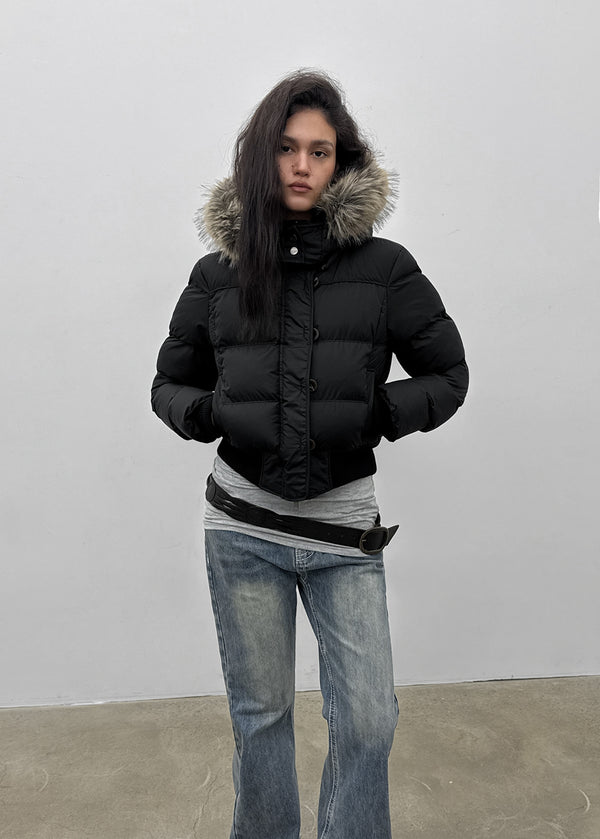 [MADE] Vanity Fur-Trimmed Wellon Crop Padded Jacket