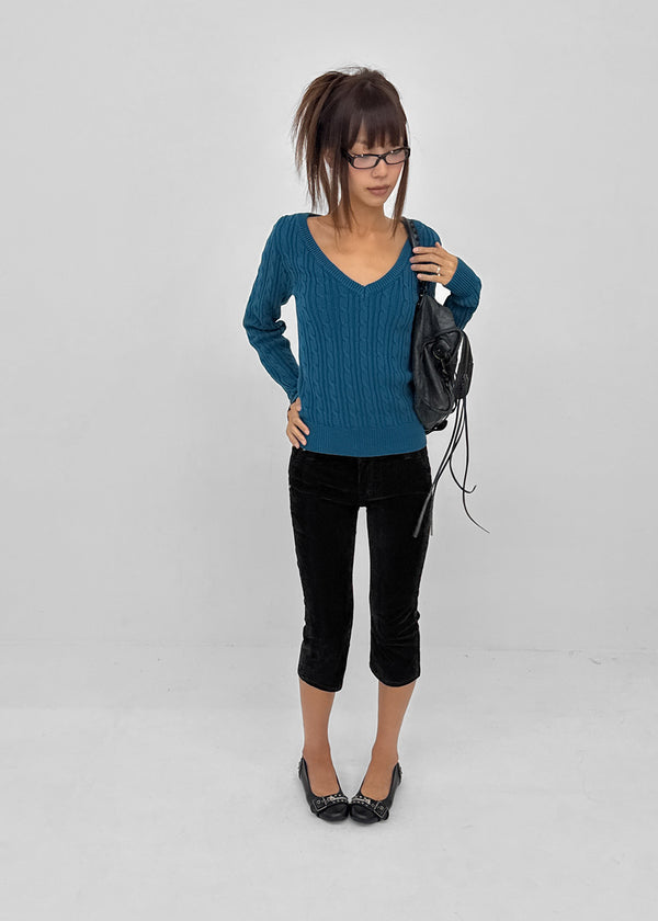 Rollin Velvet Low-Waisted Capri Pants