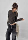 [MADE] Furicle Fur-Trimmed Knit Zip-Up Hoodie