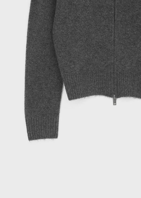 [MADE] Furicle Fur-Trimmed Knit Zip-Up Hoodie