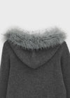 [MADE] Furicle Fur-Trimmed Knit Zip-Up Hoodie
