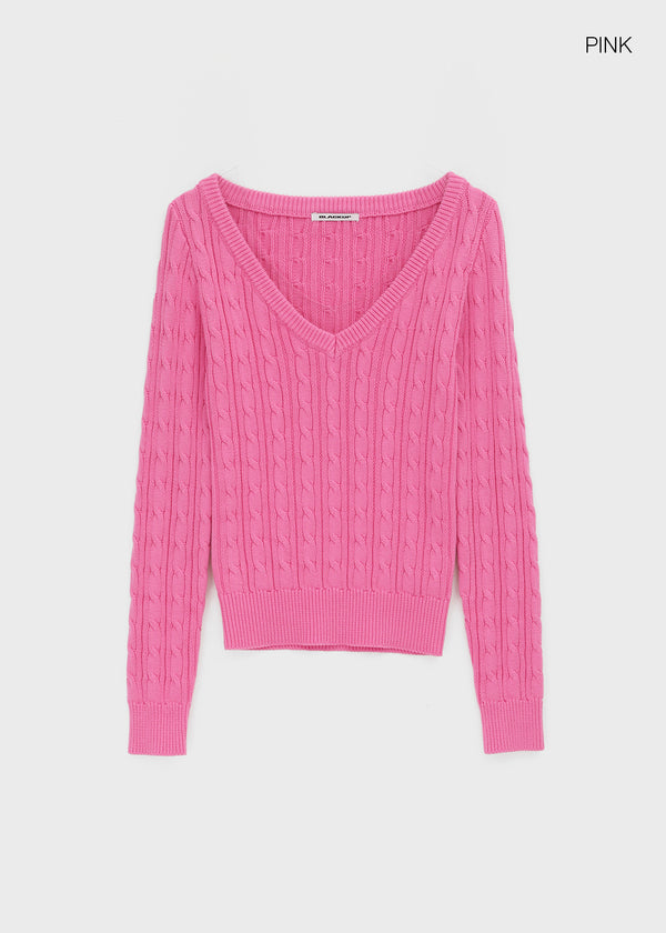 [MADE] Howag Cotton V-neck Cable Knit