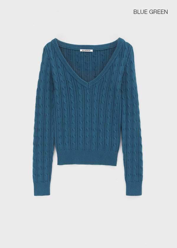 [MADE] Howag Cotton V-neck Cable Knit