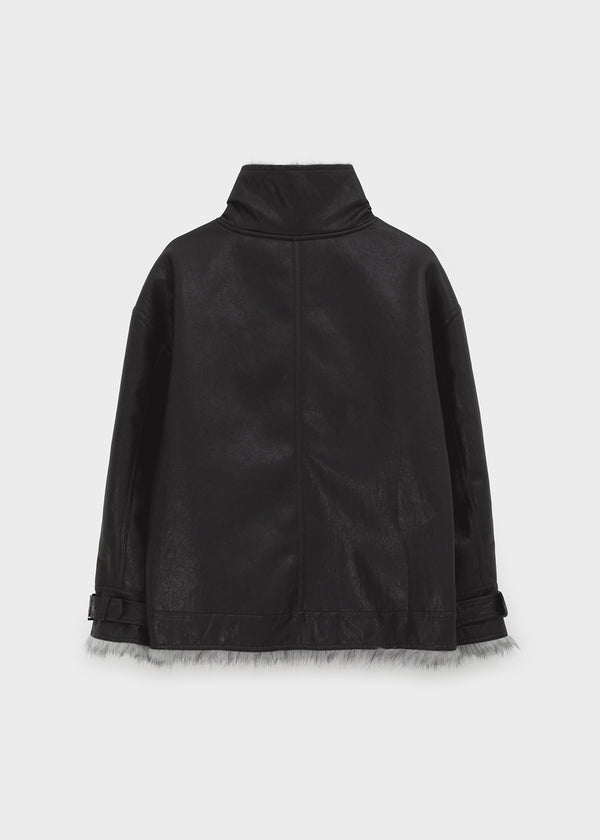 [MADE] Shonikle Leather Fur-Trimmed Half Coat