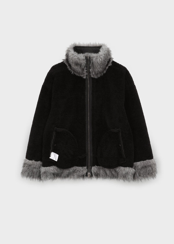 [MADE] Shonikle Leather Fur-Trimmed Half Coat
