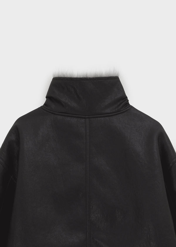 [MADE] Shonikle Leather Fur-Trimmed Half Coat