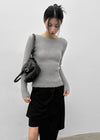 [MADE] Moeli Hairy Ribbed Button Boat Neck Knit