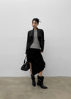 Loef Unbalanced Drape Midi Skirt