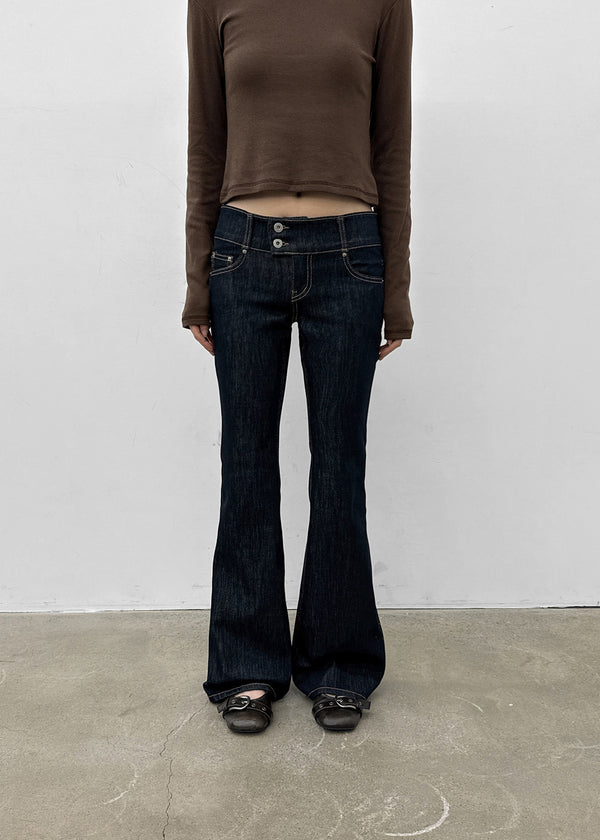 Lloyd Two-Button Raw Denim Bootcut Pants