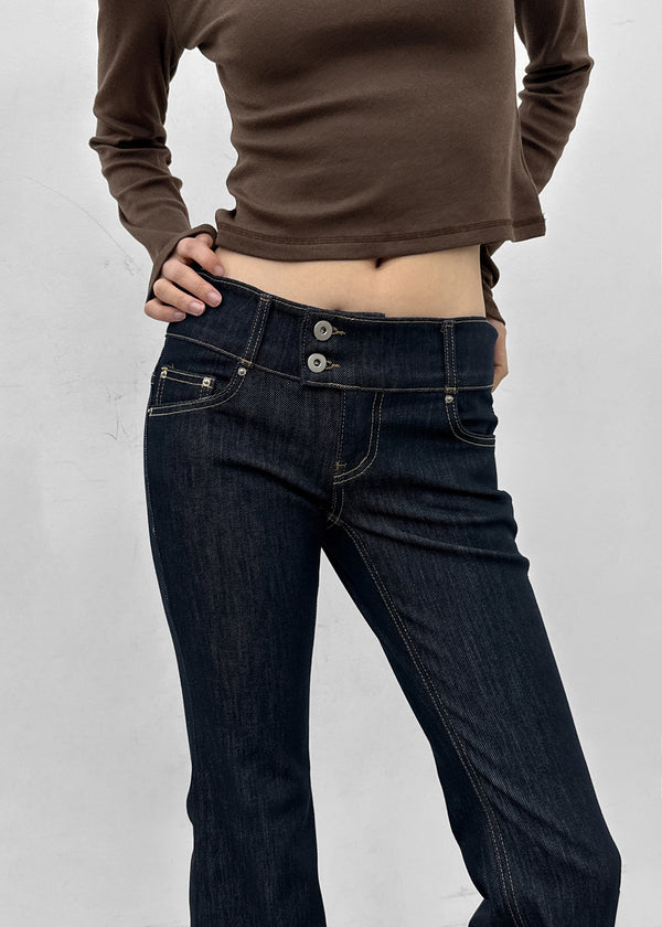 Lloyd Two-Button Raw Denim Bootcut Pants