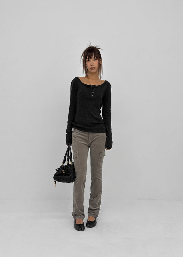 Cursut Corduroy Cargo Low Slim Pants