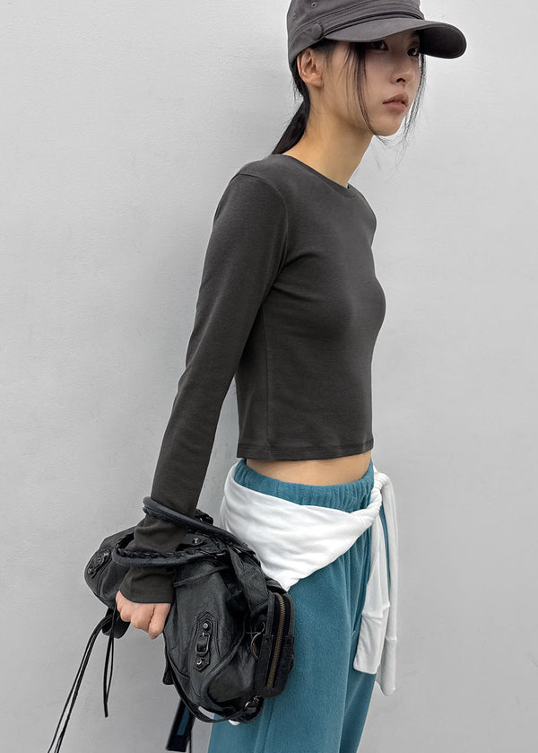 [MADE] Milky Fleece-lined Round Long Sleeve Tee