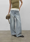 Rare washed wide denim pants