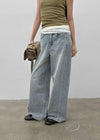 Rare washed wide denim pants