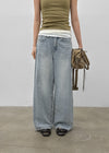 Rare washed wide denim pants