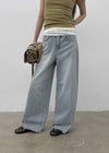 Rare washed wide denim pants