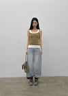 Rare washed wide denim pants