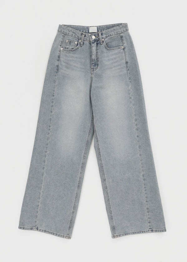 Rare washed wide denim pants