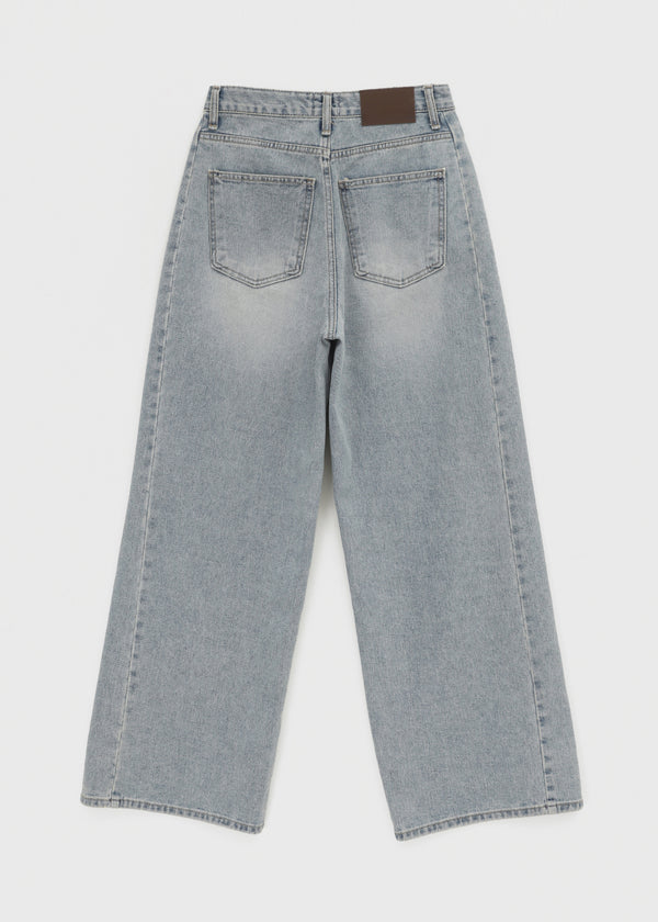 Rare washed wide denim pants