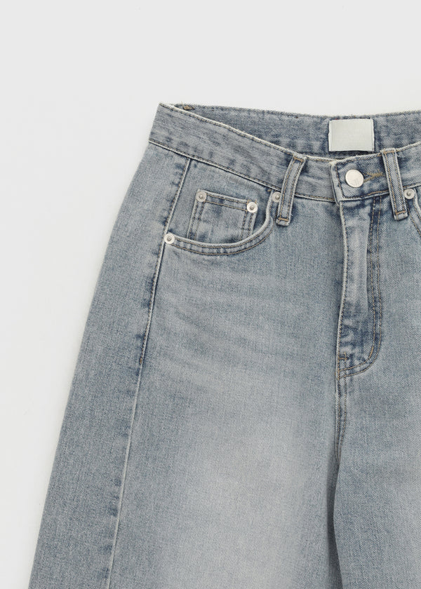 Rare washed wide denim pants