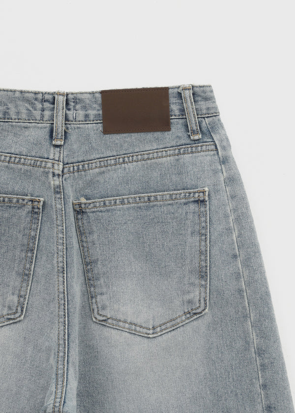 Rare washed wide denim pants