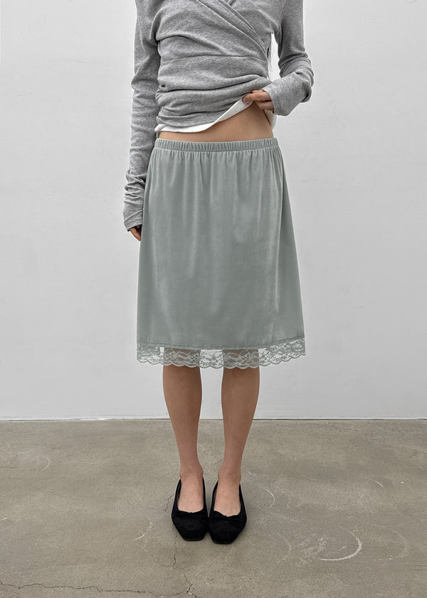 Lua Lace Velvet Midi Skirt