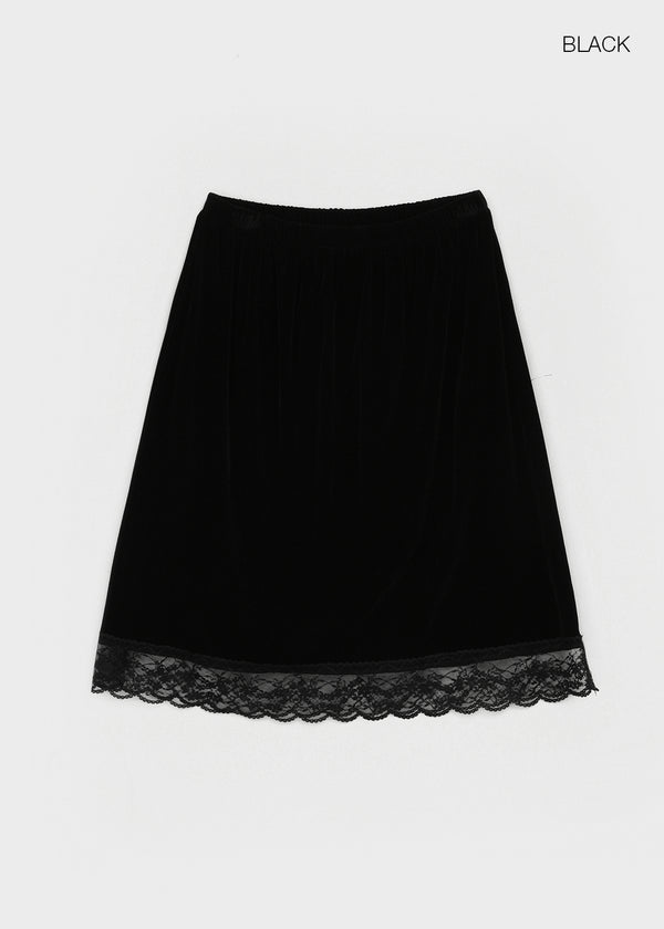 Lua Lace Velvet Midi Skirt