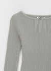 [MADE] Moeli Hairy Ribbed Button Boat Neck Knit