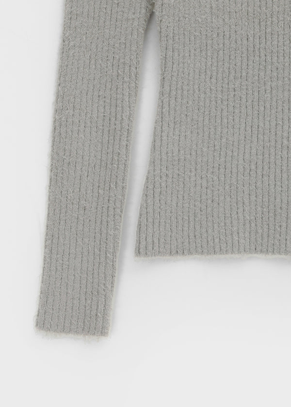 [MADE] Moeli Hairy Ribbed Button Boat Neck Knit