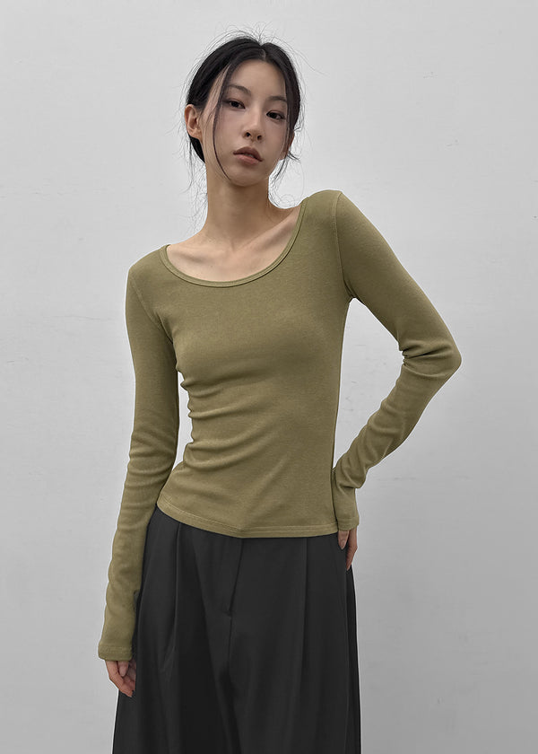 [MADE] Libra Stitch Fleece-Lined U-Neck Long Sleeve Tee (Available as a set)