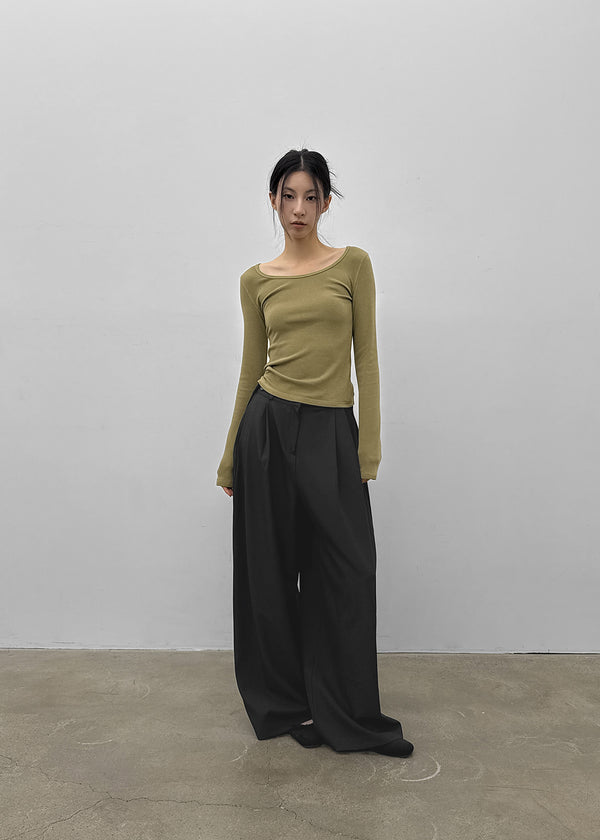 [MADE] Libra Stitch Fleece-Lined U-Neck Long Sleeve Tee (Available as a set)