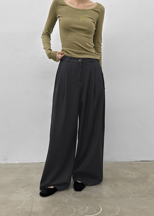 Lot Bijo Wide Tuck Slacks