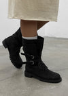 Hermit Buckle Lace-up Mid-calf Boots