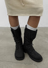 Hermit Buckle Lace-up Mid-calf Boots