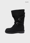 Hermit Buckle Lace-up Mid-calf Boots