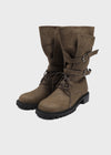 Hermit Buckle Lace-up Mid-calf Boots