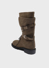 Hermit Buckle Lace-up Mid-calf Boots