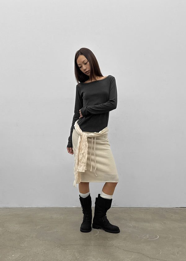 [MADE] Four-Hand Boat Neck Long Sleeve Tee