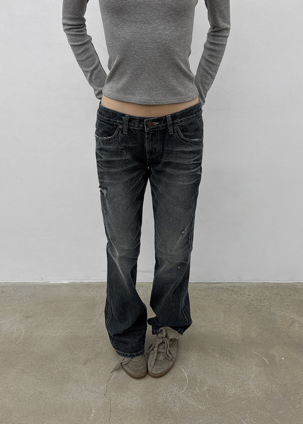 Turs Low-rise Damaged Denim Pants