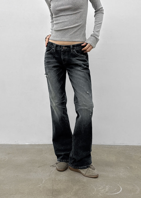 Turs Low-rise Damaged Denim Pants