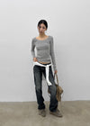 Turs Low-rise Damaged Denim Pants