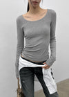 [MADE] Libra Stitch Fleece-Lined U-Neck Long Sleeve Tee (Available as a set)