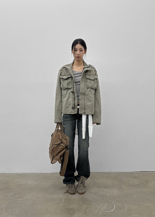 (UNISEX) Dedy Washed Stitch Field Jacket