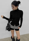 [MADE] Moeli Hairy Ribbed High-Neck Knit Cardigan