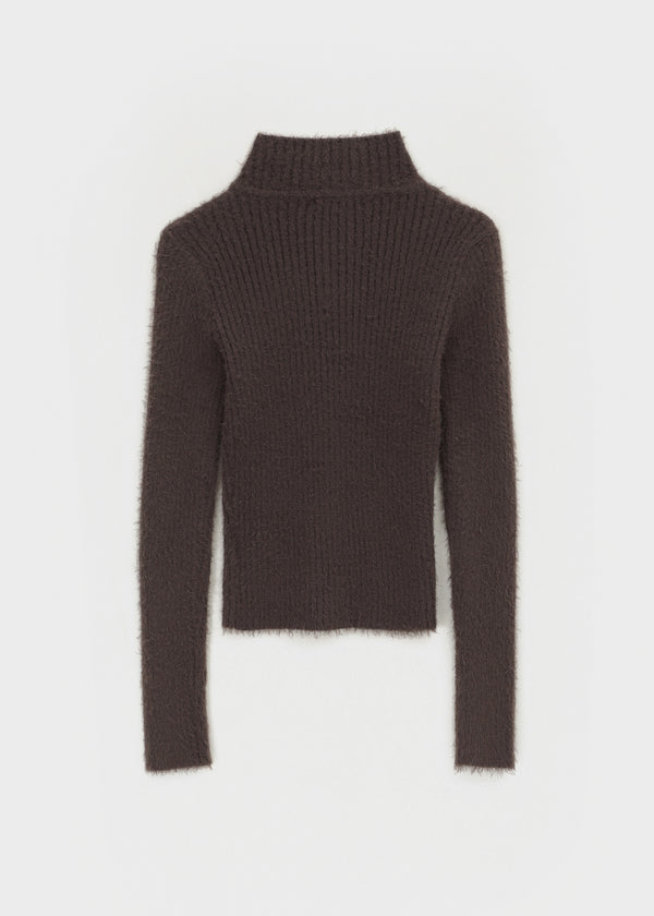 [MADE] Moeli Hairy Ribbed High-Neck Knit Cardigan