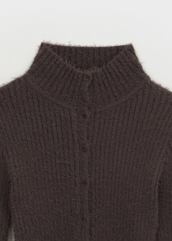 [MADE] Moeli Hairy Ribbed High-Neck Knit Cardigan
