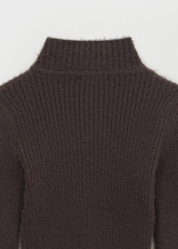 [MADE] Moeli Hairy Ribbed High-Neck Knit Cardigan