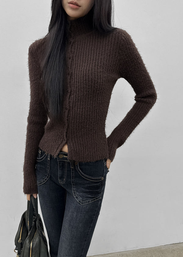 [MADE] Moeli Hairy Ribbed High-Neck Knit Cardigan