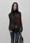 [MADE] Moeli Hairy Ribbed High-Neck Knit Cardigan