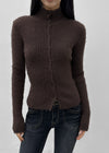 [MADE] Moeli Hairy Ribbed High-Neck Knit Cardigan